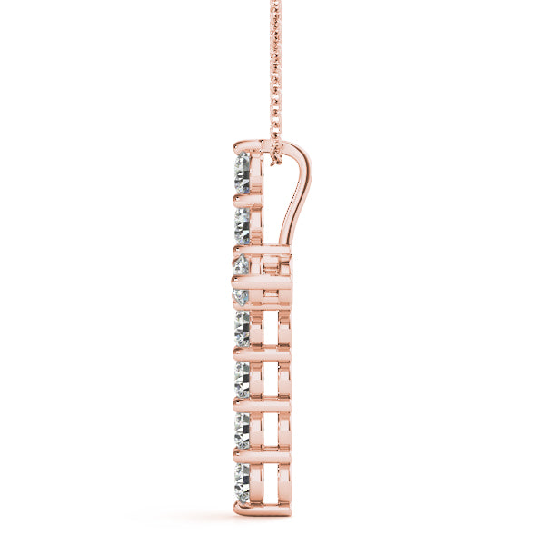 14K Rose Gold 11-Diamond Religious Cross Pendant