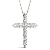 White Gold 11-Diamond Cross Religious Pendant
