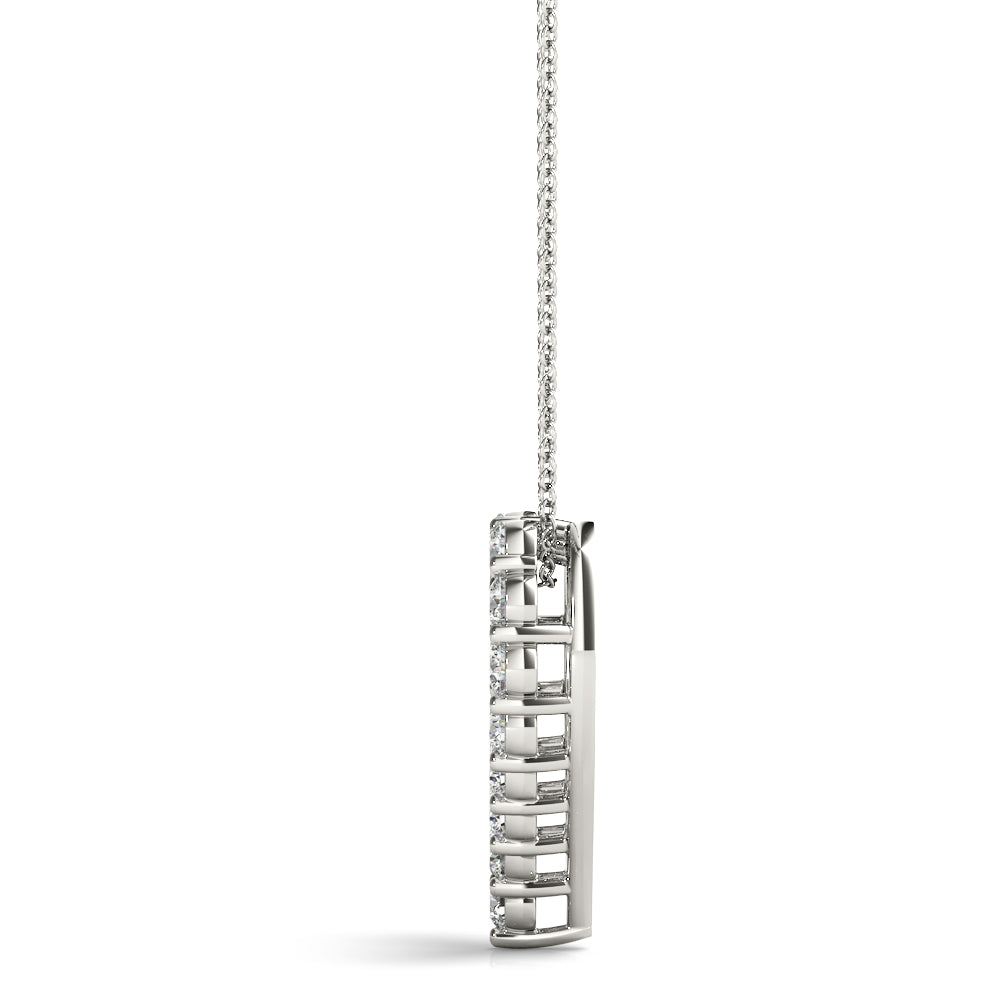 White Gold Diamond Heart Pendant | 20 Stones