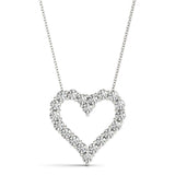 White Gold Diamond Heart Pendant | 20 Stones