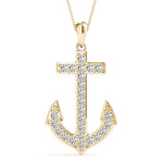 24 Diamond 18K Yellow Gold Maritime Anchor Pendant