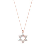 18K Rose Gold Diamond Star of David Religious Pendant