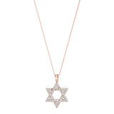 18K Rose Gold Diamond Star of David Religious Pendant