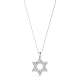 White Platinum Diamond Star of David Religious Pendant