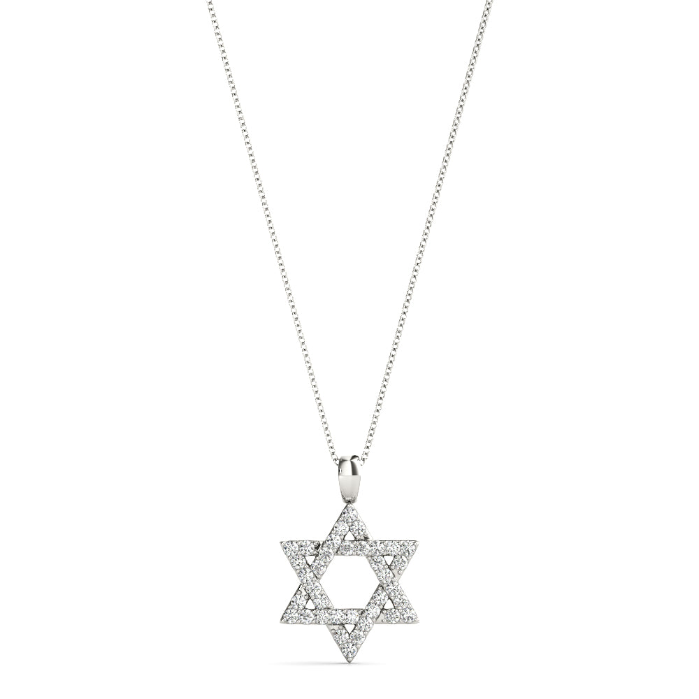 18K White Gold Diamond Star of David Pendant