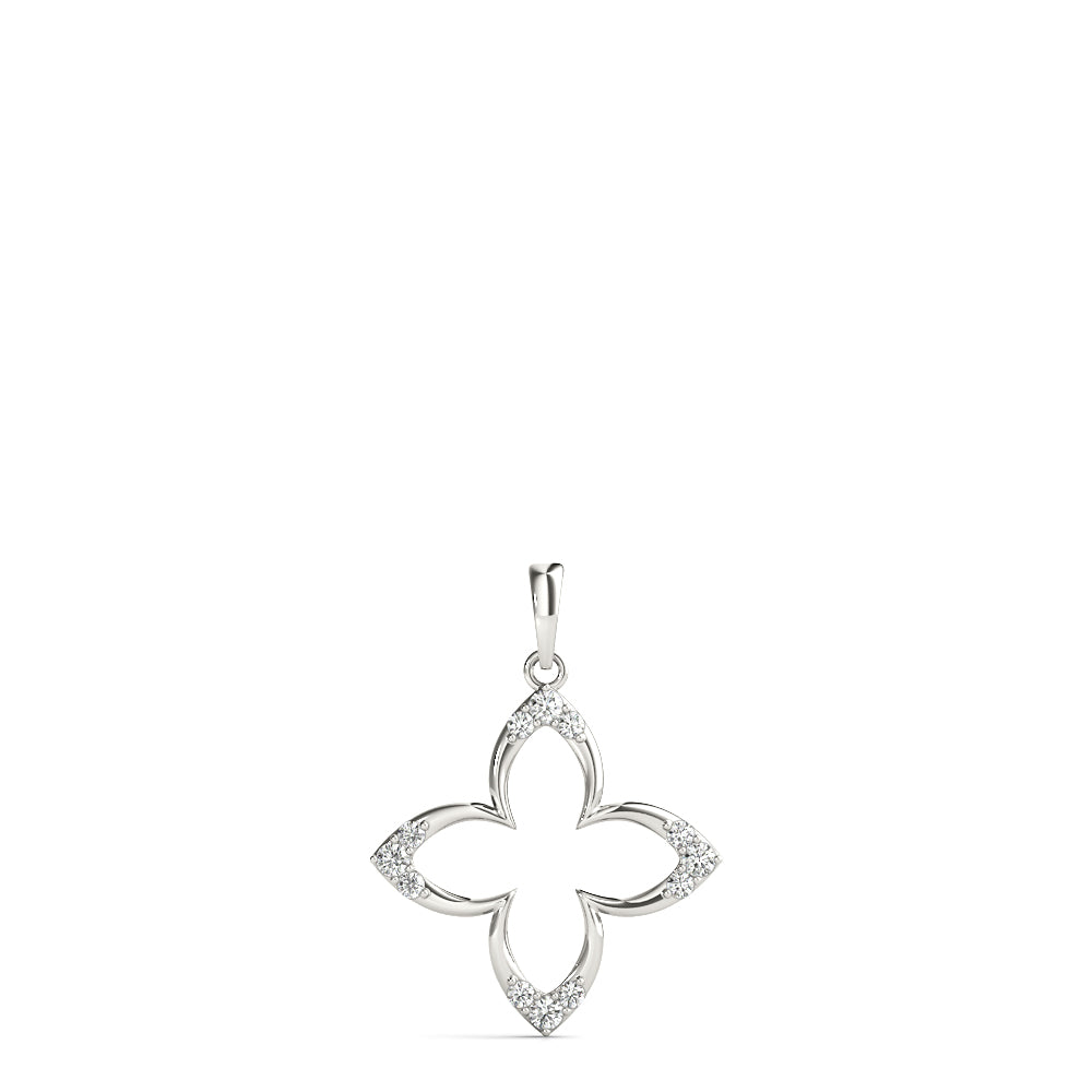 14K White Gold Diamond Geometric Pendant