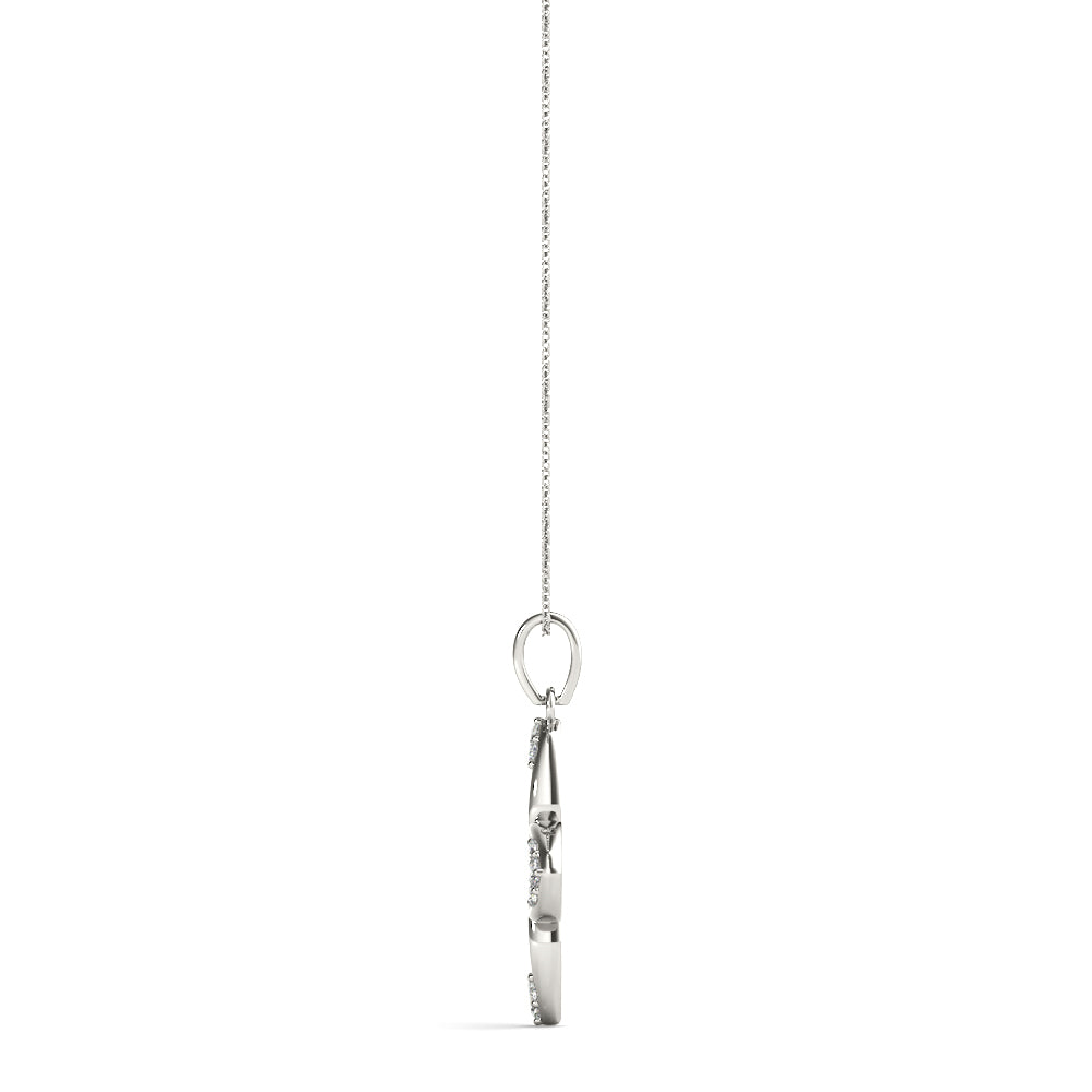 14K White Gold Diamond Geometric Pendant