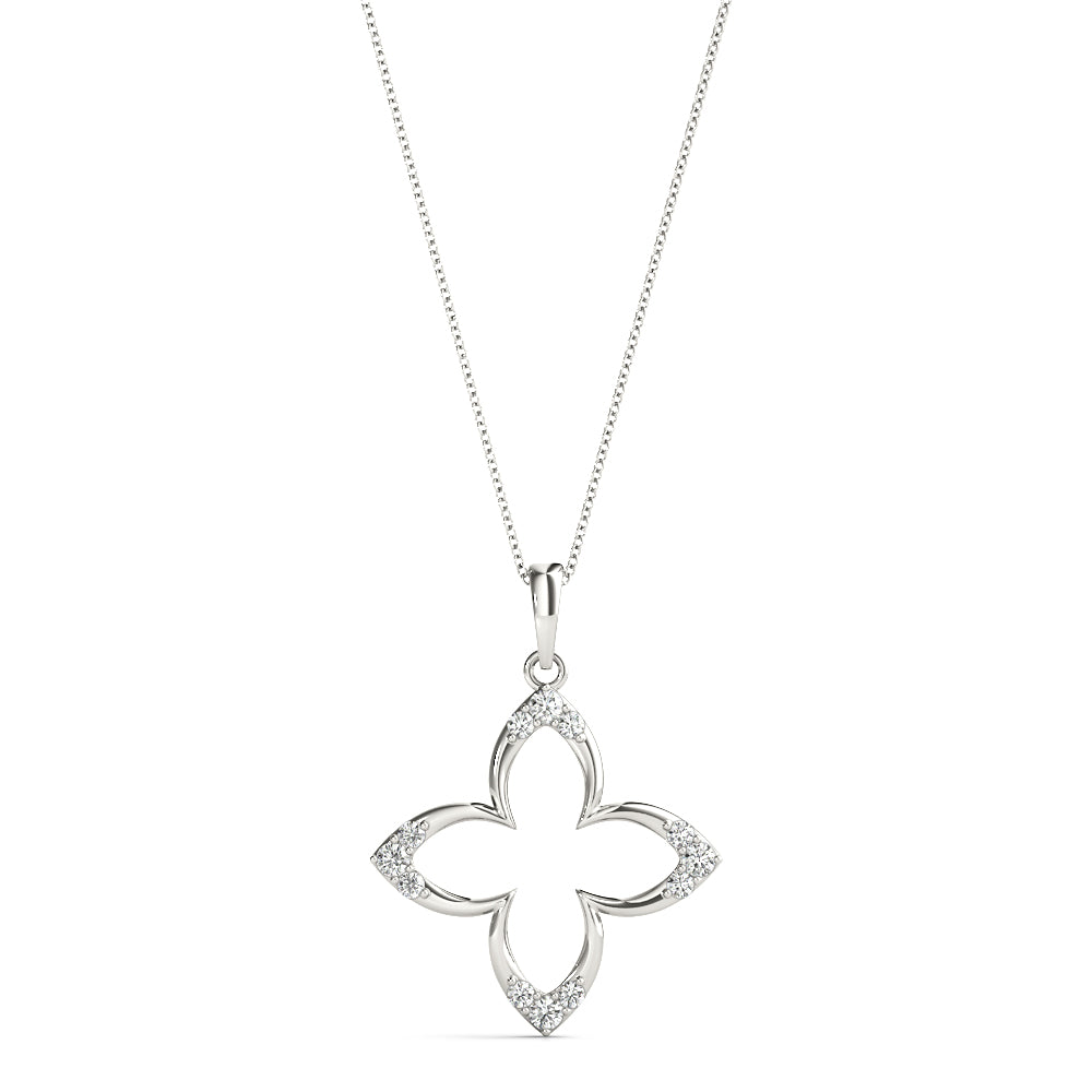 14K White Gold Diamond Geometric Pendant