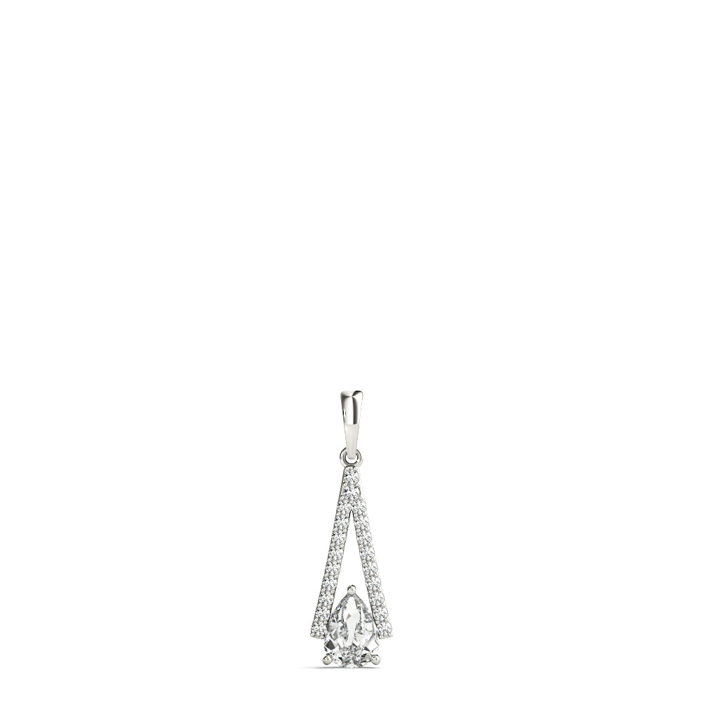 14K White Gold Lab Diamond Pear Pendant