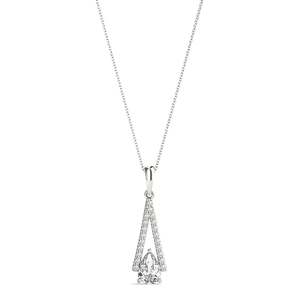 White Platinum Pear Diamond Pendant