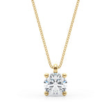 14K Yellow Gold Round Diamond Solitaire Pendant