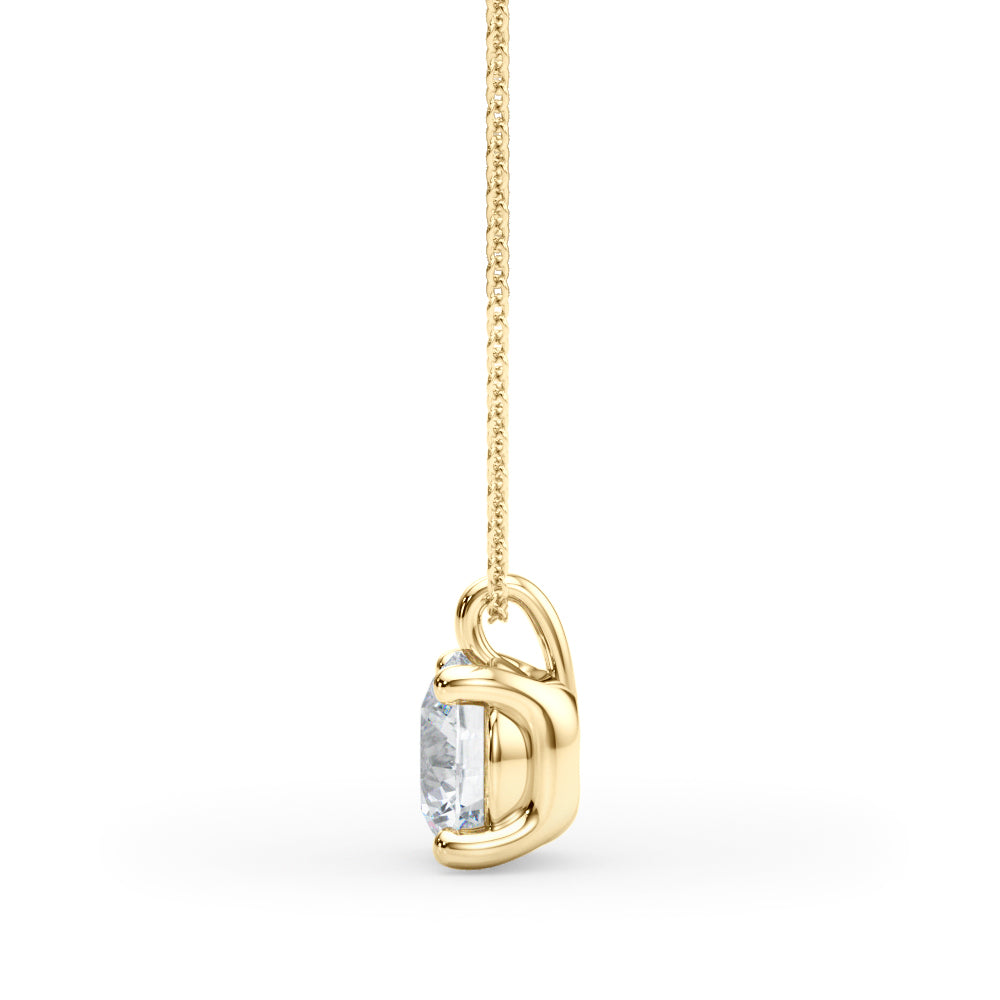 14K Yellow Gold Round Diamond Solitaire Pendant