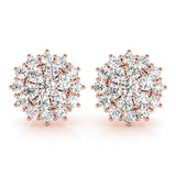 14K Rose Gold Lab Diamond Cluster Earrings