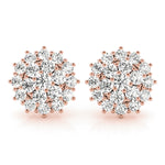 18K Rose Gold Diamond Cluster Earrings