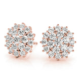 18K Rose Gold Diamond Cluster Earrings