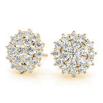 Yellow Gold Lab Diamond Cluster Earrings