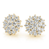 Yellow Gold Lab Diamond Cluster Earrings