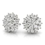 Platinum White Diamond Cluster Earrings