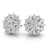 Platinum White Diamond Cluster Earrings
