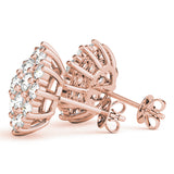 18K Rose Gold Diamond Cluster Earrings