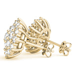 Yellow Gold Lab Diamond Cluster Earrings