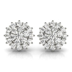 18K White Gold Diamond Cluster Earrings