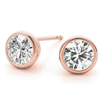 14K Rose Gold Round Lab Diamond Stud Earrings