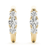 14K Yellow Gold Lab Diamond 3-Stone Earring Pair