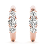 18K Rose Gold Lab Diamond 3-Stone Earrings