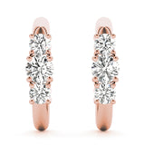 18K Rose Gold Lab Diamond 3-Stone Earrings