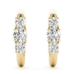 18K Yellow Gold Lab Diamond 3-Stone Earrings