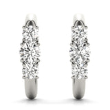 14K Gold Lab Diamond 3-Stone Round Earring Pair