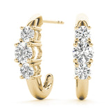 14K Yellow Gold Lab Diamond 3-Stone Earring Pair