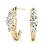 18K Yellow Gold Lab Diamond 3-Stone Earrings