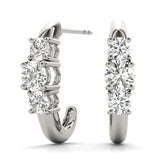 14K Gold Lab Diamond 3-Stone Round Earring Pair