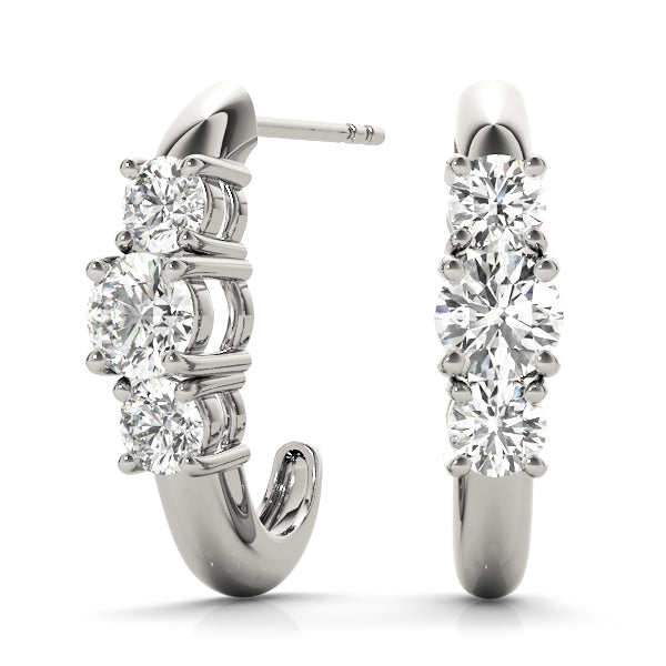Platinum 1.0 CTW Lab Diamond 3-Stone Earrings