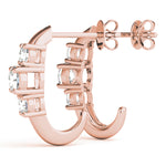 18K Rose Gold Lab Diamond 3-Stone Earrings