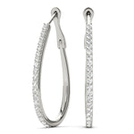Platinum Diamond Hoop Earrings - Lab Created