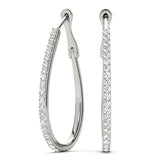18K White Gold Diamond Hoop Earrings