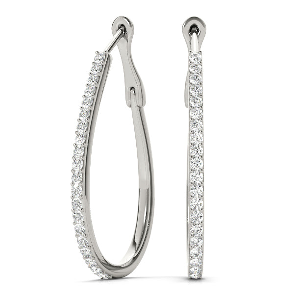 18K White Gold Diamond Hoop Earrings