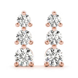 18K Rose Gold Lab Diamond 3-Stone Earrings
