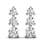 Lab Diamond 3-Stone Round Earring Pair