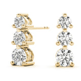 18K Yellow Gold Lab Diamond 3-Stone Earrings