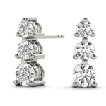 18K White Gold Lab Diamond 3-Stone Earrings
