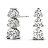 Platinum Lab Diamond 3-Stone Earring Pair