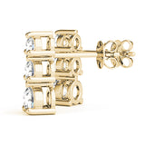 18K Yellow Gold Lab Diamond 3-Stone Earrings
