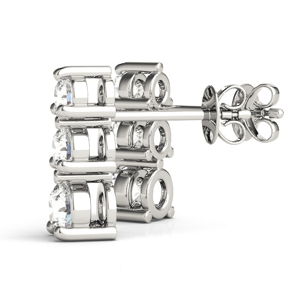 18K White Gold Lab Diamond 3-Stone Earrings