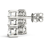 Platinum Lab Diamond 3-Stone Earring Pair