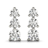 18K White Gold Lab Diamond 3-Stone Earrings