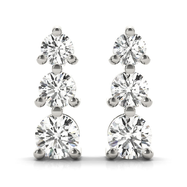 18K White Gold Lab Diamond 3-Stone Earrings